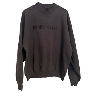VTG 90s Perry‎ Ellis Crewneck Sweatshirt Black Spell Out Logo Men’s Large